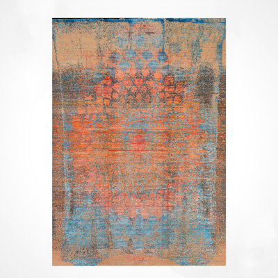 Original Hand Knotted Oxidised Pattern Multi Color Wool and Silk Rug
