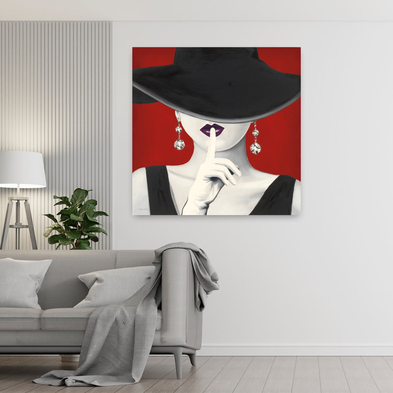 Haute Chapeau mauve, lèvres, art contemporain, H 48 po x l 48 po