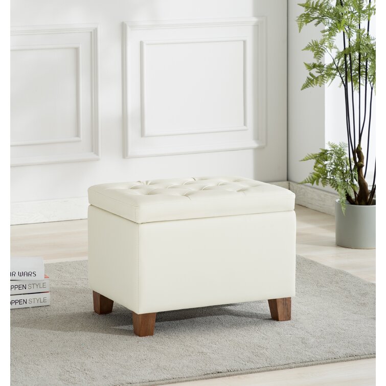 Borchert 24" Wide Faux leather Tufted Rectangle Storage Ottoman