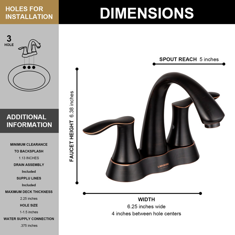 2-handle Bathroom Faucet with Drain Assembly, Oil Rubbed Bronze