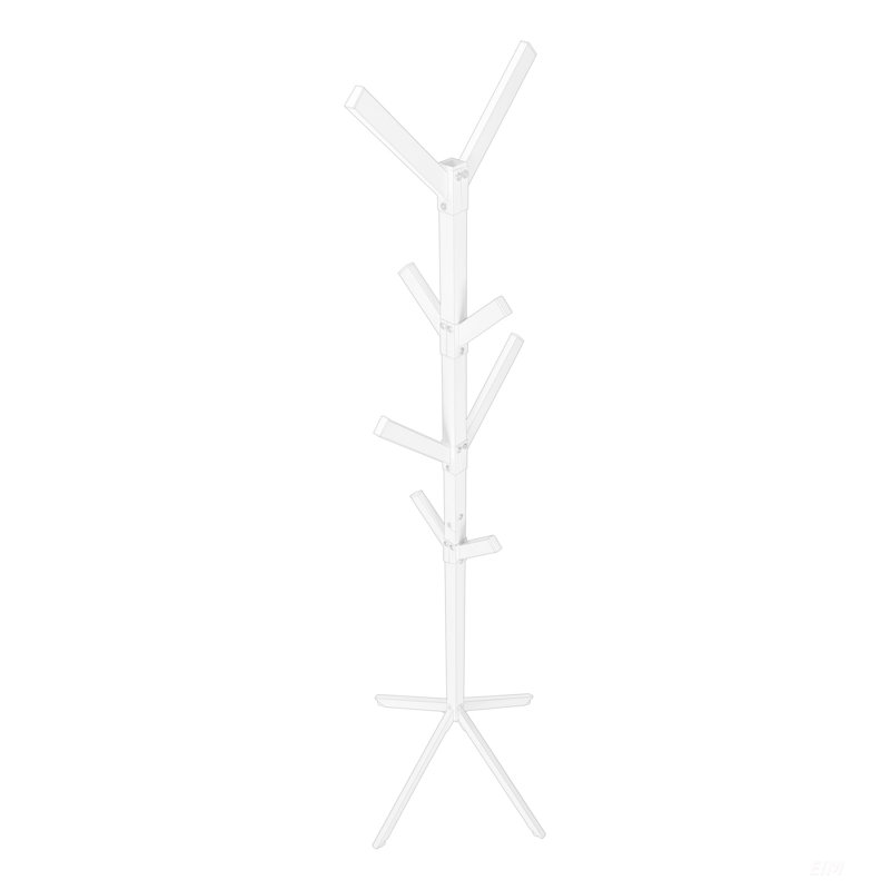 Modern Free Standing Coat Rack With 8 Hooks, Ideal For Entryway And Bedroom, Contemporary White Metal Design, White