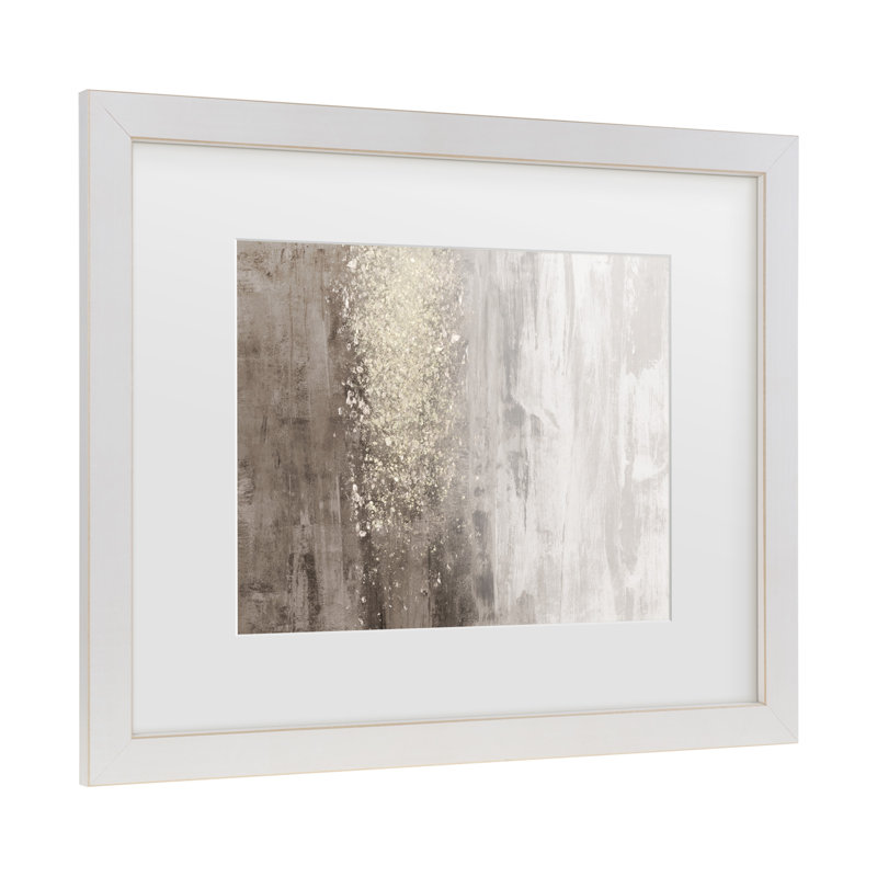 «Gold Glitter Rain» encadré par Jennifer Goldberger, H 18 po x l 22 po x P 0,75 po, Blanc