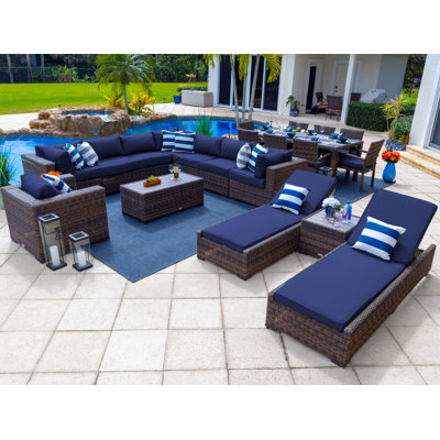 Ensemble de patio 21 pièces en rotin avec coussins Centralmont