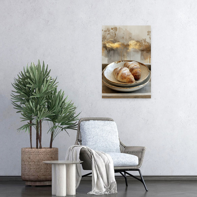 «Morning Croissants», art abstrait abstrait, nature moderne, H 24 po x l 16 po