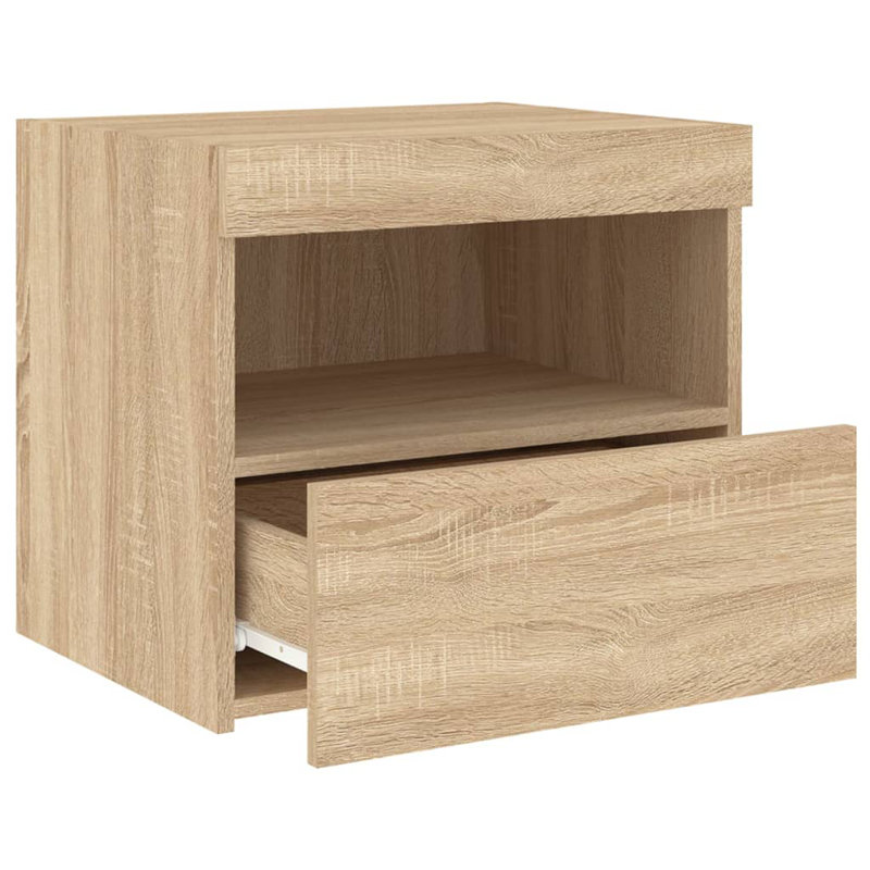 Nirmal 50cm W Manufactured Wood Bedside Table, Sonoma Oak, Individual