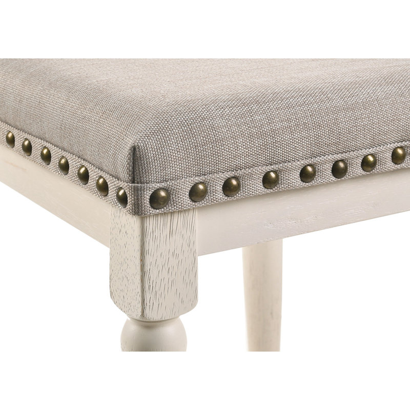 Horan Upholstered Counter Stool, Antique White/Tan