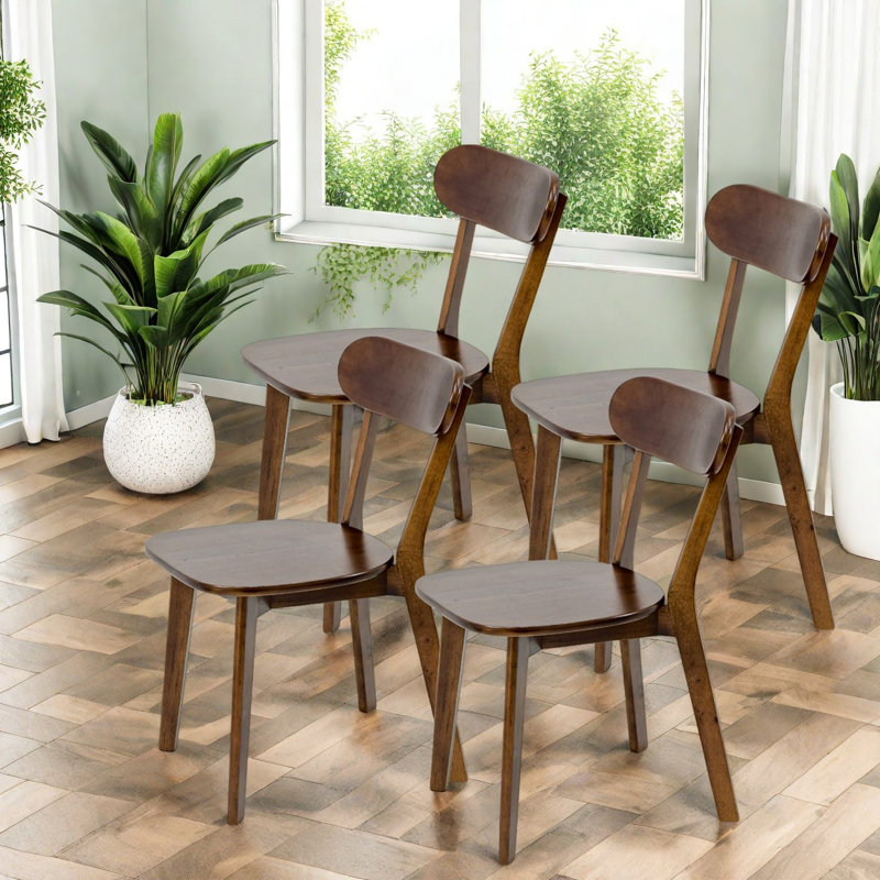 Chaises de salle à manger robustes en bois massif, noyer moderne, paquet de 4 pour la cuisine