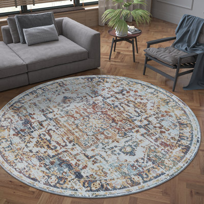 Tapis beige / bleu marine Fabrizzio