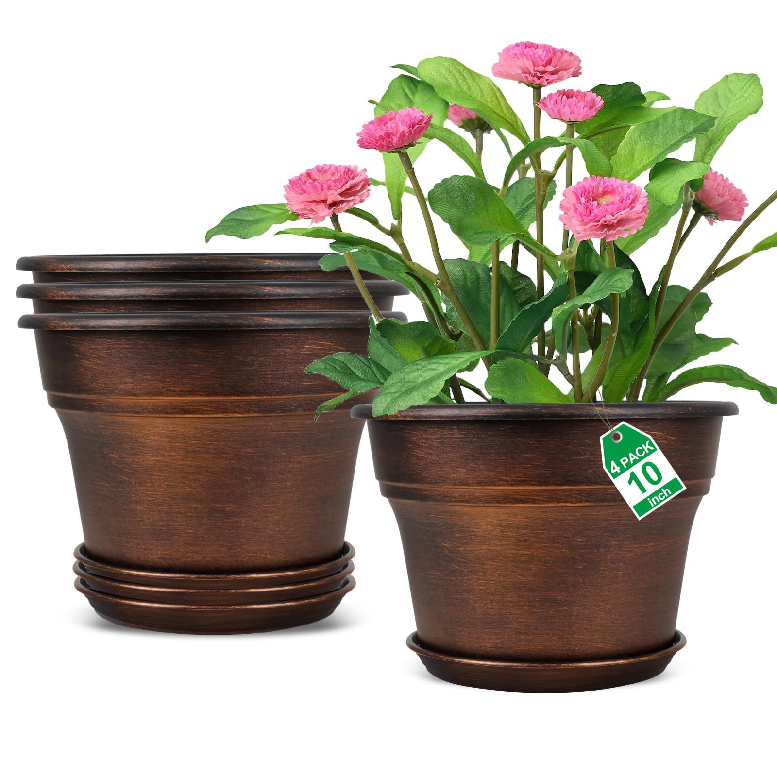 Red Barrel Studio 10 Inch Planters Plant Pots Indoor Outdoor, 4 Pack ...