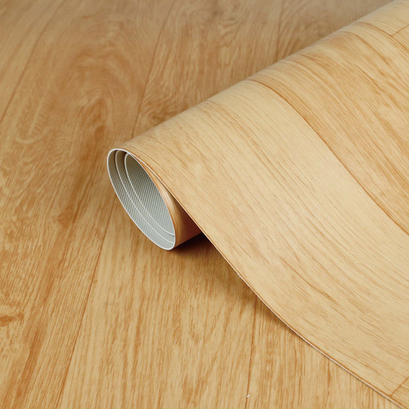 3.28 Ft. W  X 16.4 Ft. L Waterproof Vinyl Roll Flooring, Residential/Commercial (Covers 53.82 Sq.ft./Box), Light Wood Grain