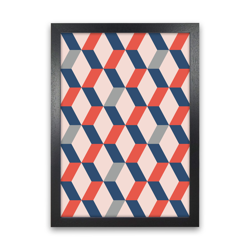 Retro Pattern No 1 - Print, 46cm H x 34cm W x 3cm D, Black Framed