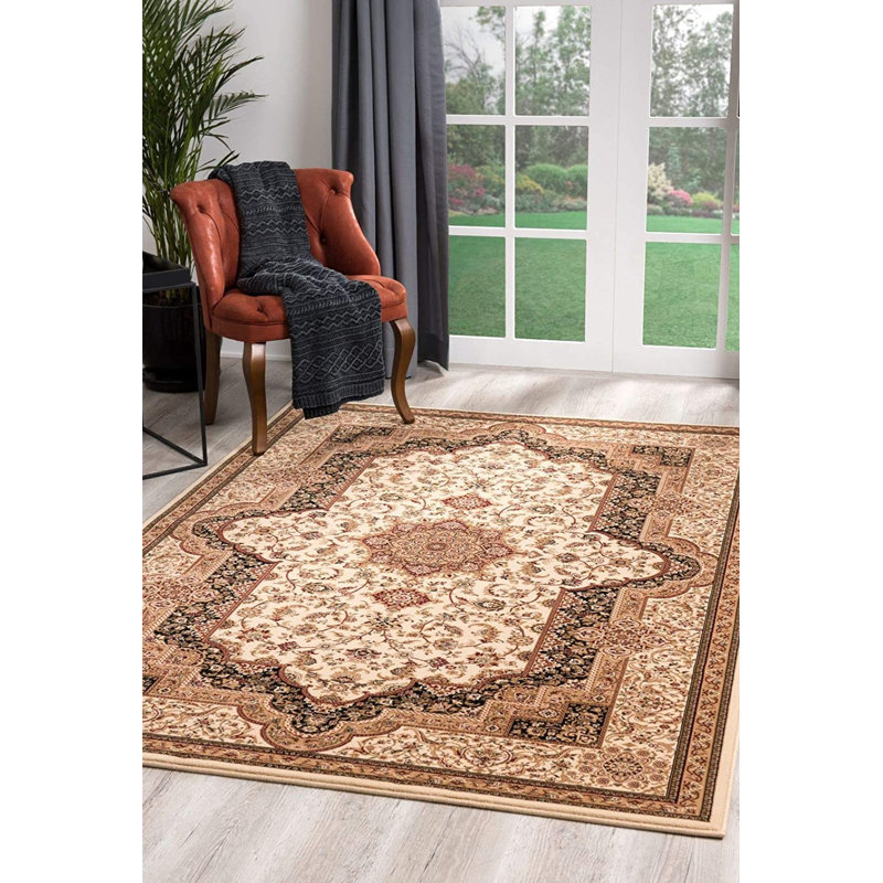 Tapis crème / brun Valerie, 5 pi 3 po x 7 pi 5 po