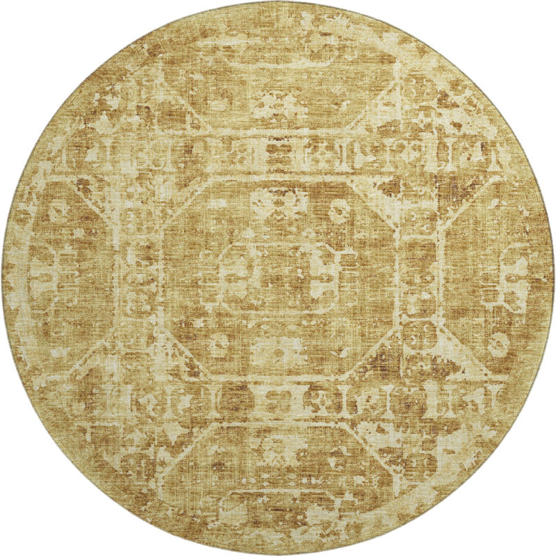 Premium Machine Washable Kelsa AMF41 Gilded Rug, Round 8'