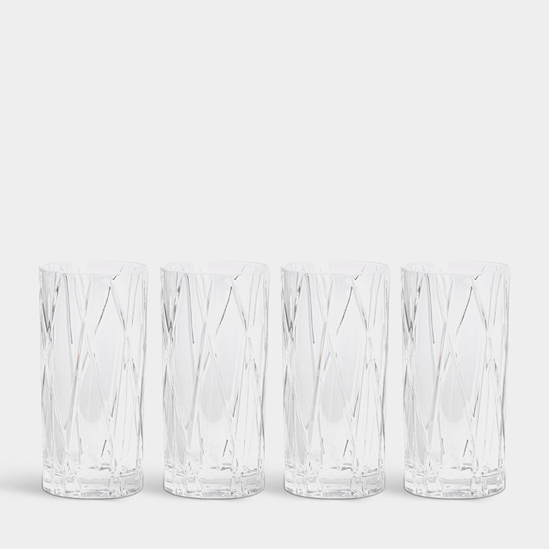 Orrefors Crystal Highball Glass Set with Asymmetric Design