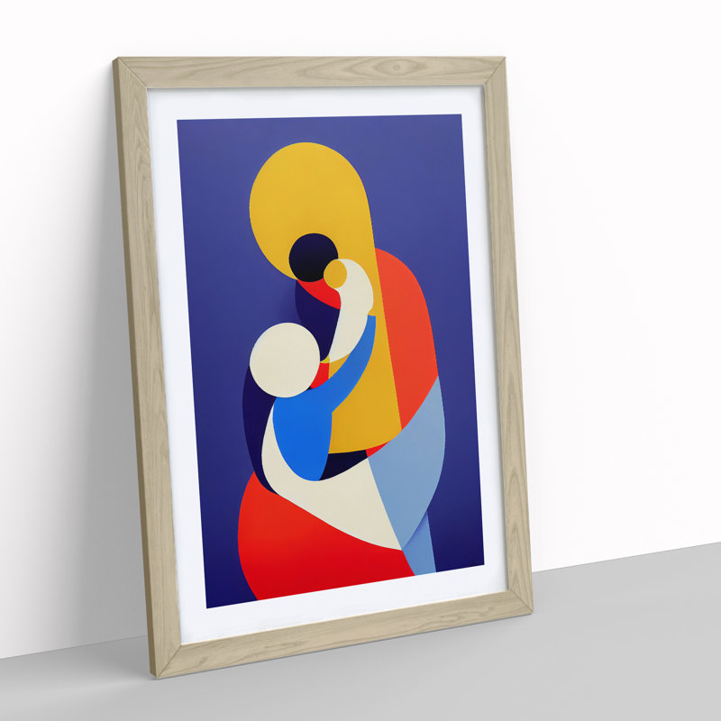 Mother with Child Abstract No.1 - Framed Print, 34cm H x 25cm W x 2cm D, Oak