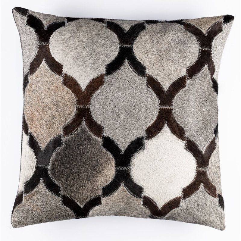Coussins décoratifs en cuir de vache Canvello, H 18 po x l 18 po, Carré