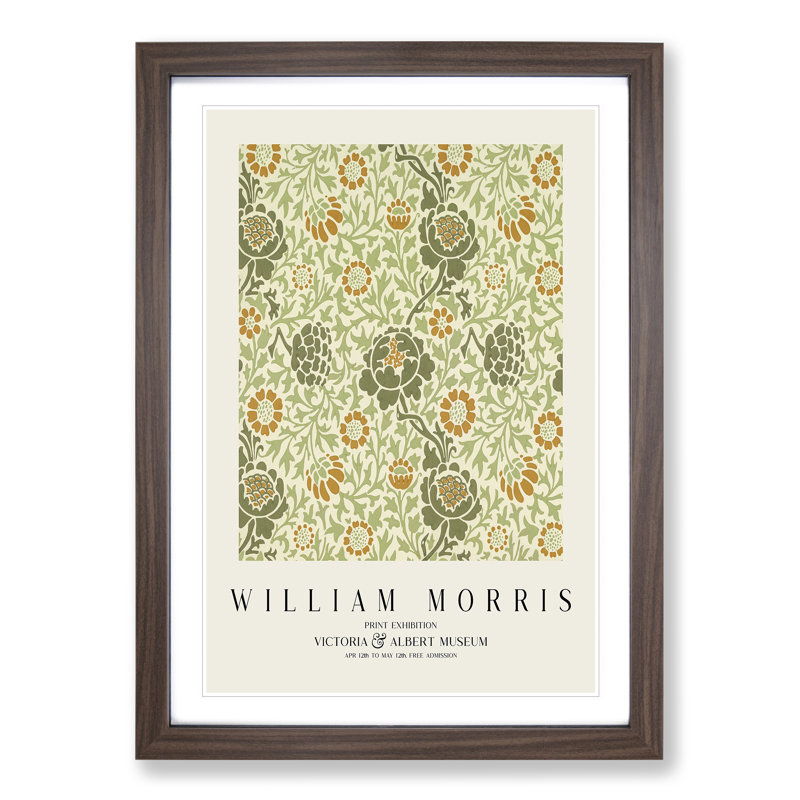 Grafton by William Morris - Single Picture Frame Print, Walnut Framed, 36cm H x 27cm W x 2cm D