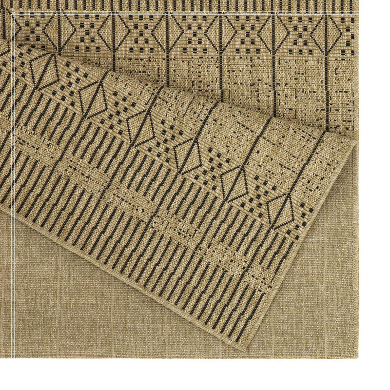 Jute/Black Indoor/Outdoor Area Rug, Runner 2'7" x 7'3"