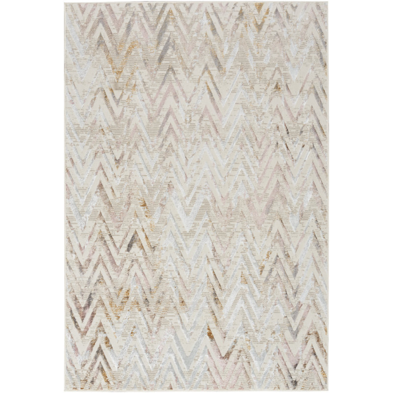 Glitz  Chevron Multicolor Area Rug, Rectangle 5'3" x 7'3"