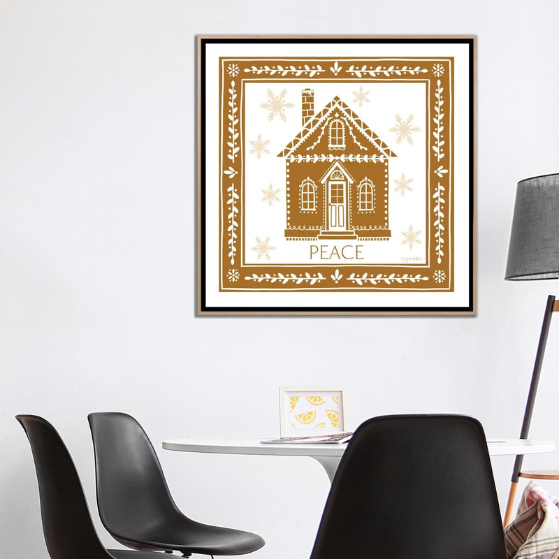 «Gingerbread Christmas House», reproduction d'art sur toile encadrée, H 37 po x l 37 po, Beige