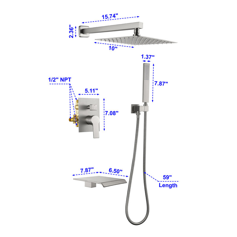 All-In-One Kit with Rough in-Valve, Brushed Nickel