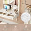 Meuble-lavabo mural flottant avec miroir lumineux à 3 couleurs DEL, prise de courant et port USB, 2 tiroirs, coiffeuse compacte, blanc-156796071