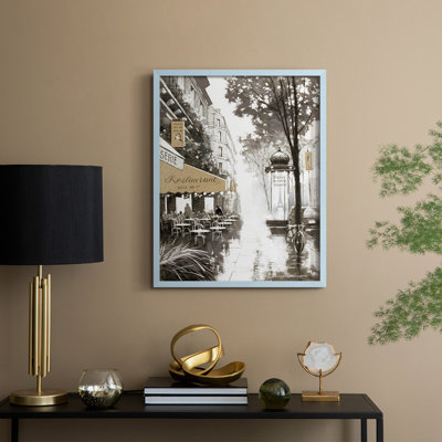 «Stroll Through Paris II», reproduction encadrée - bois massif
