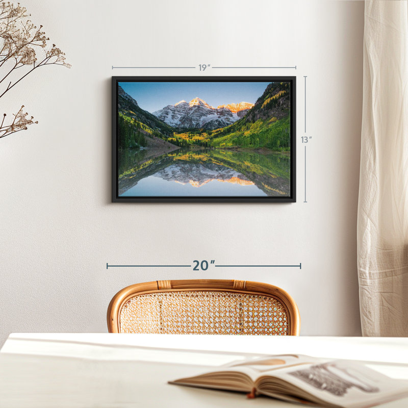 Reproduction sur toile Ottos Maroon Bells Lake Sunshine, H 13 po x l 19 po