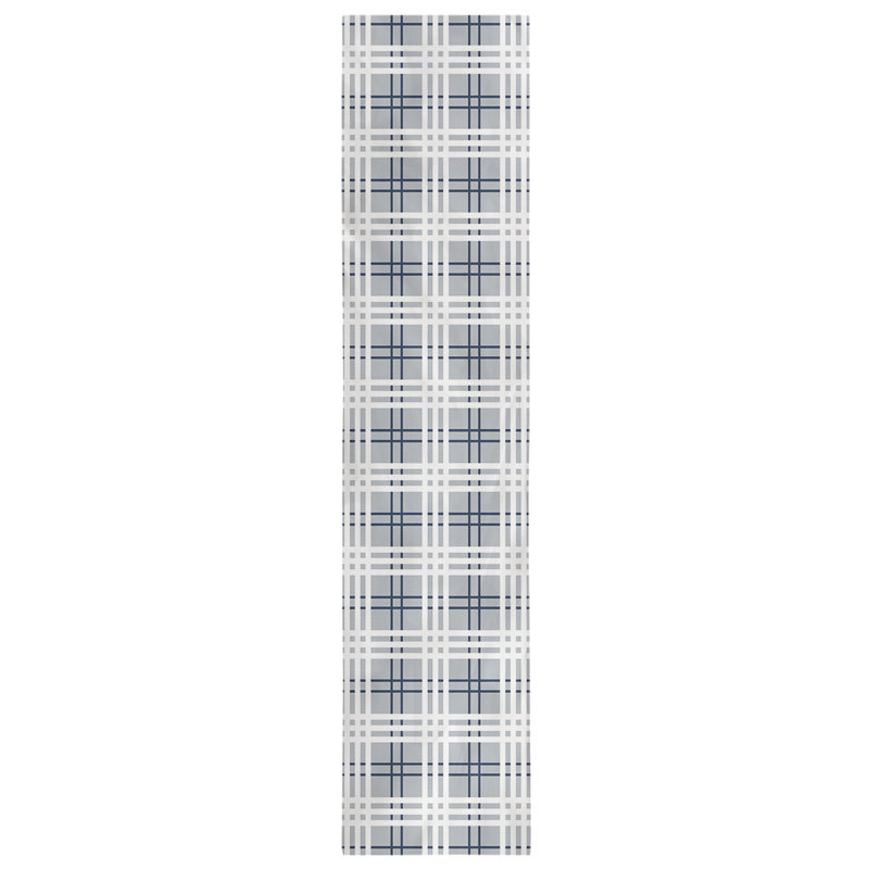 Paid Polyester Table Runner, 90" L x 16" W, New Century Silver/Nautical Blue/White