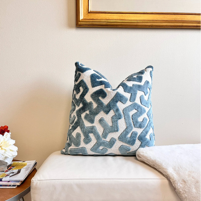 Housse de coussin en velours Cerulean Tribal, H 22 po x l 22 po