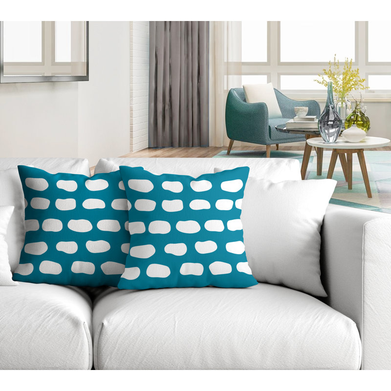 Oreiller carré intérieur / extérieur Aria Dash, L 17 po x H 17 po, Turquoise