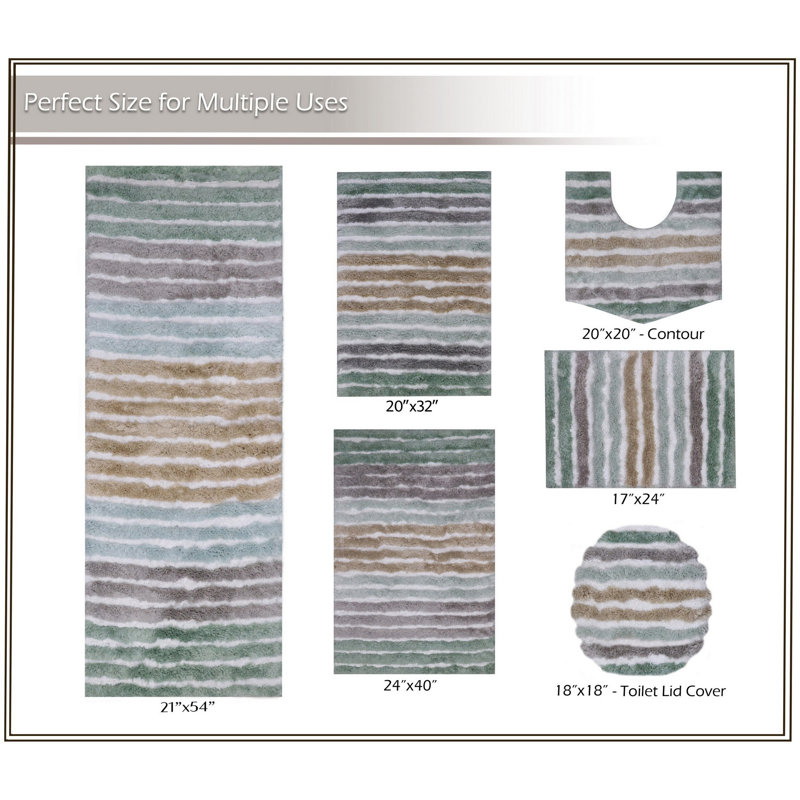 Bathroom Rugs, Ultra Soft Microfiber Mats Set, Absorbent & Quick Drying, Non-Slip Rubber Backing, Machine Washable, Plush Bathroom Floor Mats for Tub, Shower, Sink – 17x24 & 20x32, 2 Piece Set - Green