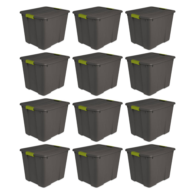 Sterilite Versatile Rectangular Latch Tote with Handles, Gray, 80 Quart, 12-Pack