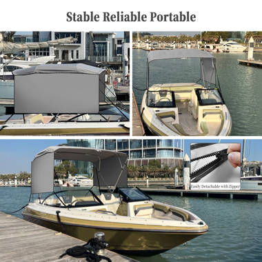 SereneLife Waterproof Boat Bimini Top Cover - 67-72 W 4 Bow Bimini Top  Canvas Sun Shade