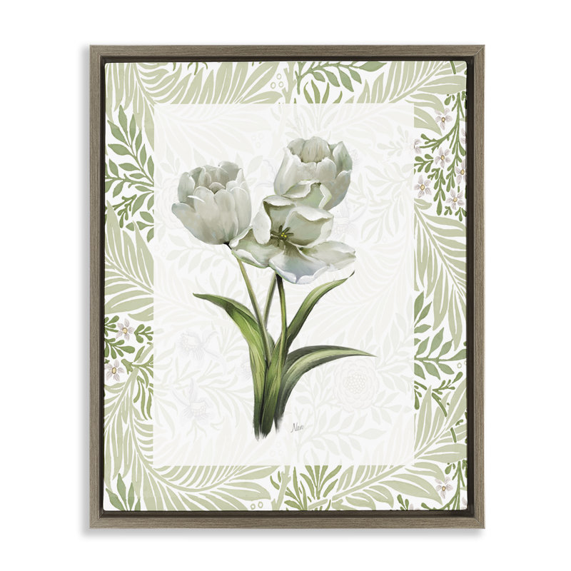 Cadre flottant Fresh Spring Tulip Bouquet, design par Nan, H 21 po x l 17 po, Montalcino orme flottant encadré