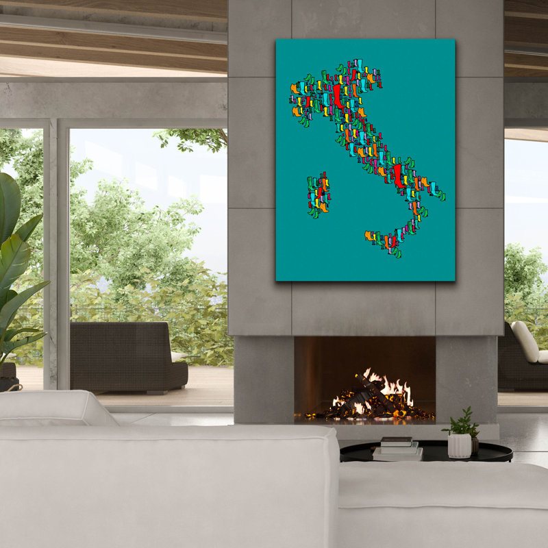 «Italy Map 2» par Mark Ashkenazi, art mural sur toile, H 54 po x l 40 po x P 1,5 po