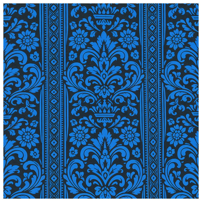 Tapis de bain damassé bleu floral, 24in W x 17in L