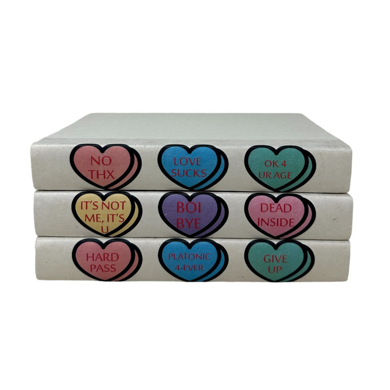 Candy Hearts Handmade Decorative Book in White/Red/Green/Blue