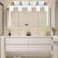 Luminaire de meuble-lavabo, luminaire de salle de bain sur miroir, applique murale moderne avec abat-jour en verre bullé (5 lumières)-519757001