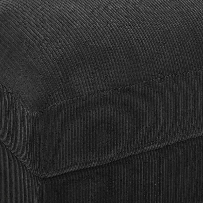 Corduroy Upholstered Rectangle Ottoman, Black