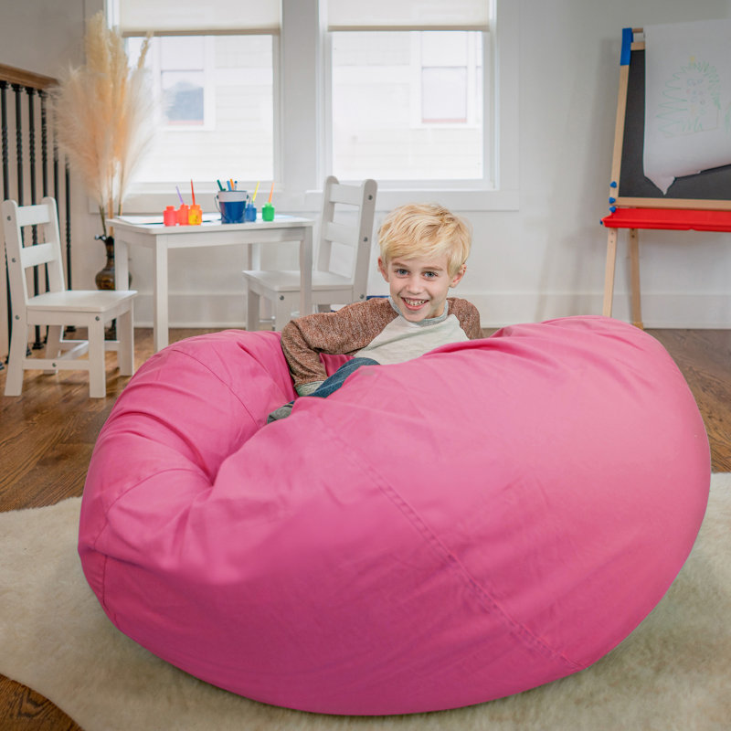 Fauteuil à billes en coton Classic, Sergé de coton rose clair, Grand
