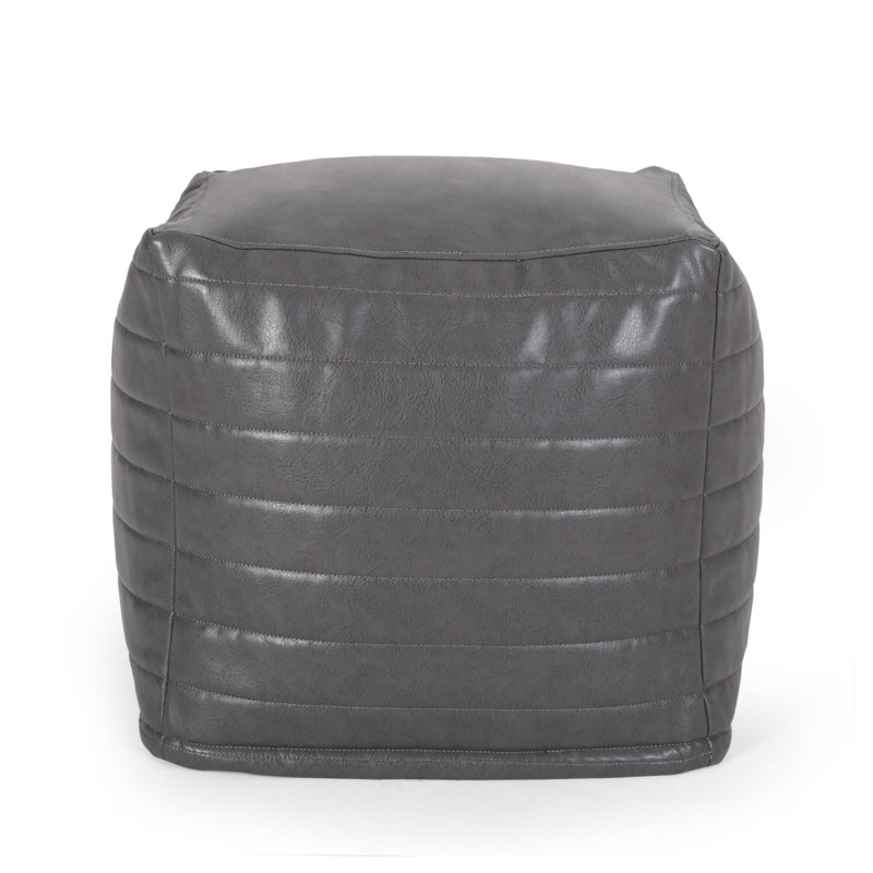 Repose-pieds de repose-pieds et coussin décoratif décoratif en similicuir Candy, Gris