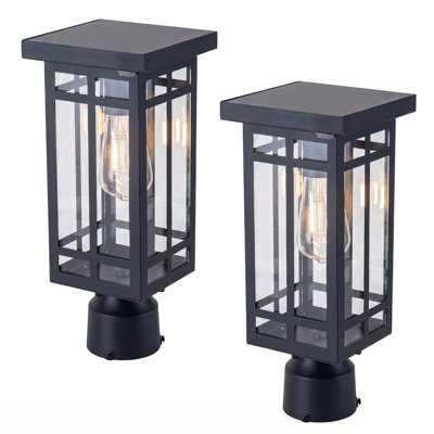 Black Solar Outdoor Post Light With Led Bulb Included