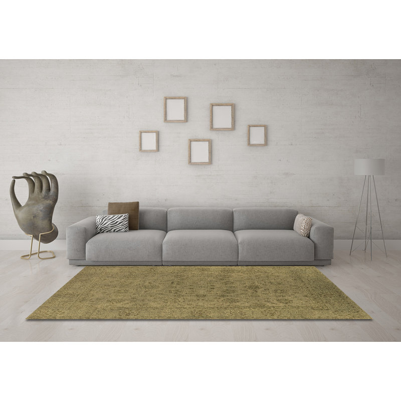 Tapis brun lavable à la machine Lenka Mid-Century Modern 1600, Carré 4 pi