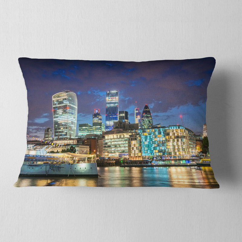 Coussin lombaire, photographie de paysage urbain, rivière Thames la nuit