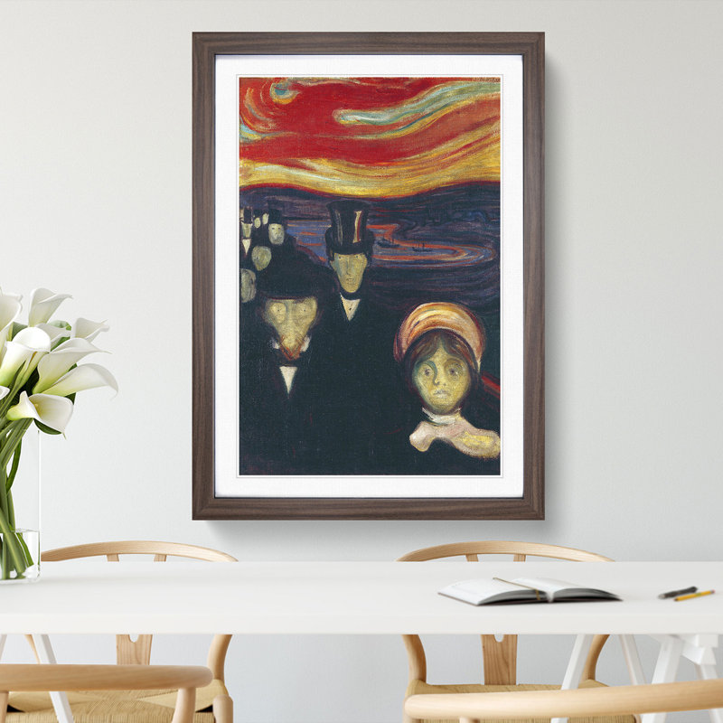 Anxiety by Edvard Munch - Picture Frame Painting, Walnut Framed, 65cm H x 48cm W x 2cm D