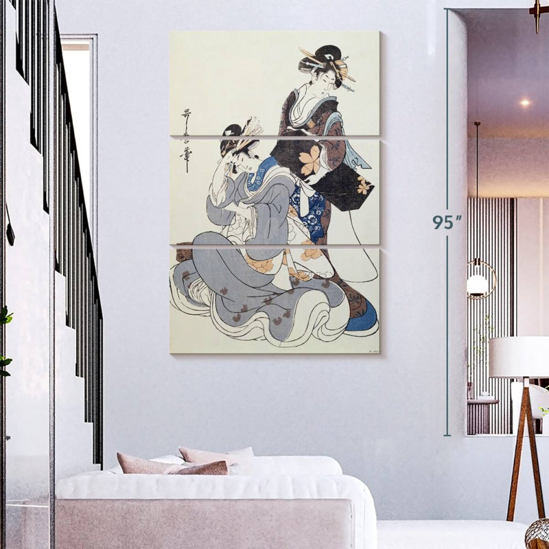 Deux personnages féminins, H 74 po x l 48 po