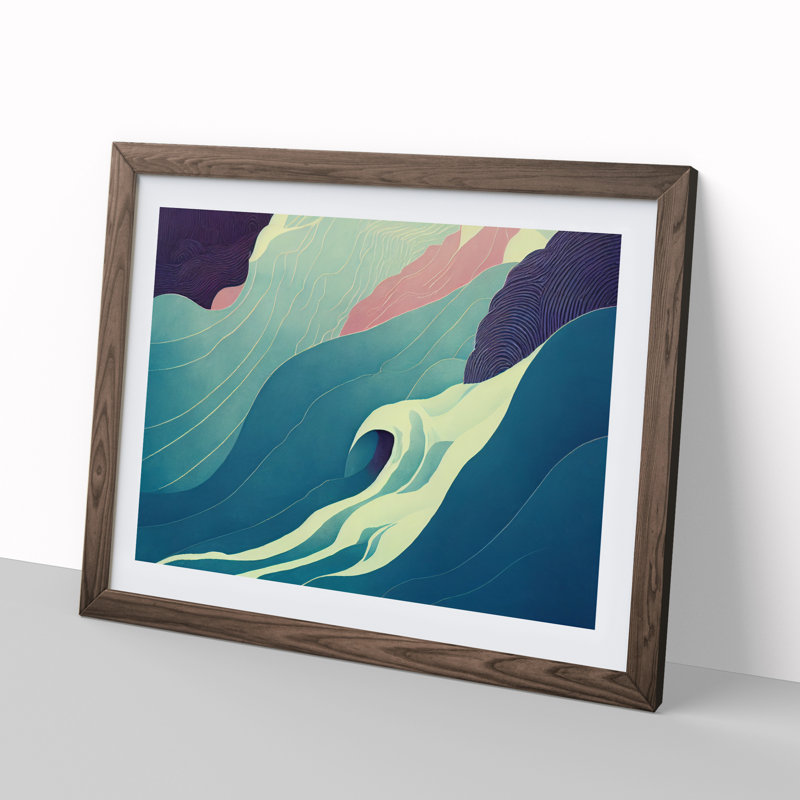 Abstract Waterfall - Framed Print, 46cm H x 64cm W x 2cm D, Walnut