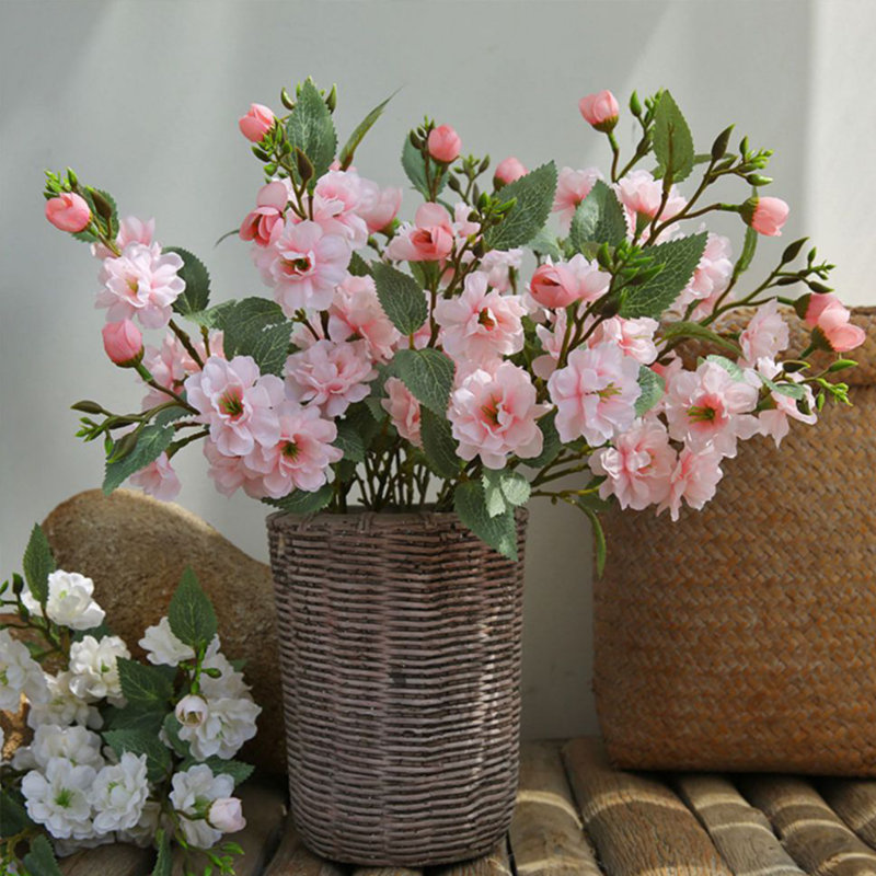 Paquet de 3 tiges de fleurs artificielles de camélia, Rose clair