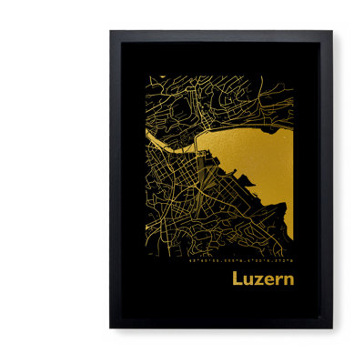 Lucerne Map - Single Picture Frame Print